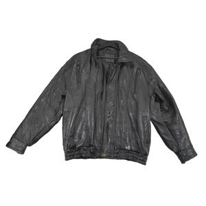 Vintage MAXAM Lambskin Leather Biker Jacket Harley Patch Mosaic Panel Black M